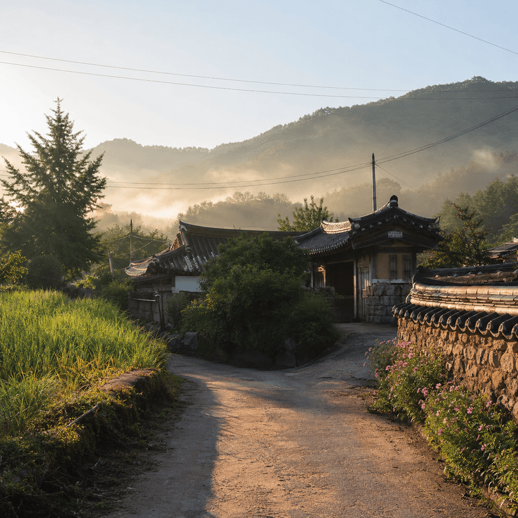 고요한 시골 아침 풍경