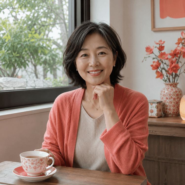 창가에 홀로 앉은 50대 여성
