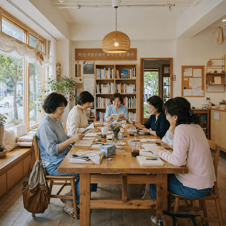 소모임에 모인 중년 여성들