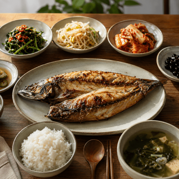 단백질과 채소 위주의 건강한 밥상