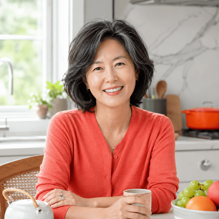 50대 여성이 플래너 작성하는 모습