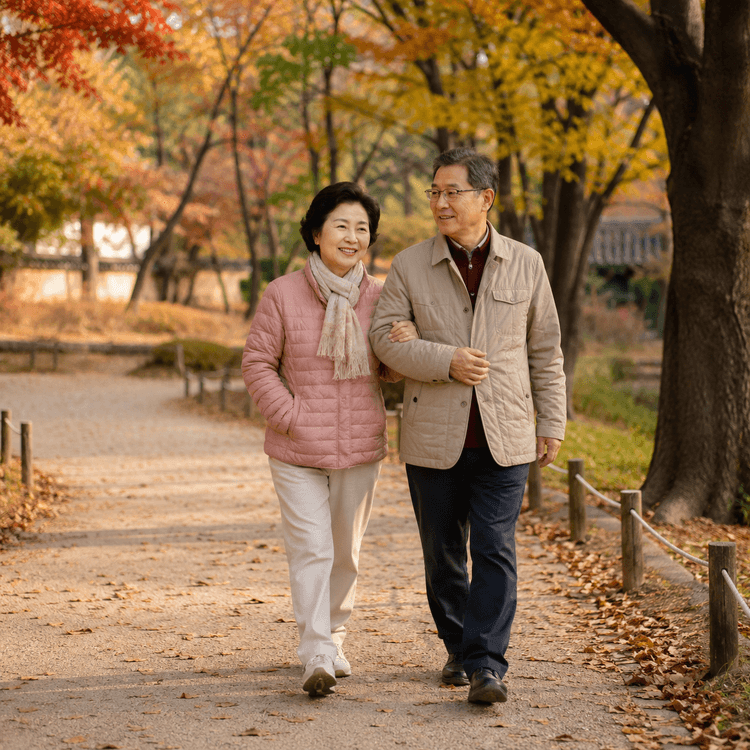 60대 부부 가을 산책