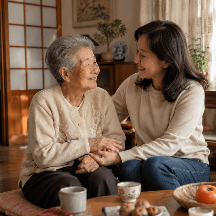 부모님 손을 잡은 딸