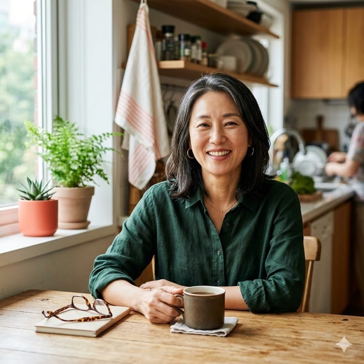 50대 여성 아침 약 챙기는 모습