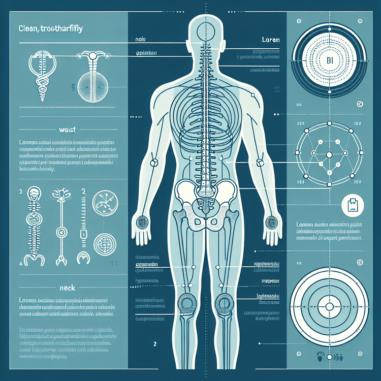 허리와 목 척추 부위를 도식화한 신체 일러스트 이미지