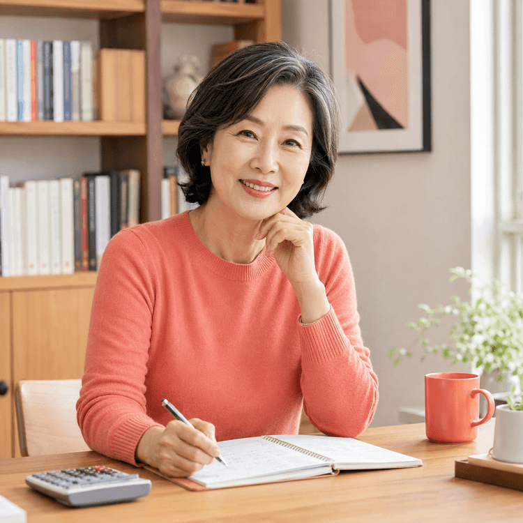 연금 계획 서류와 계산기