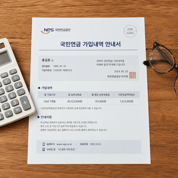 연금 서류와 계산기